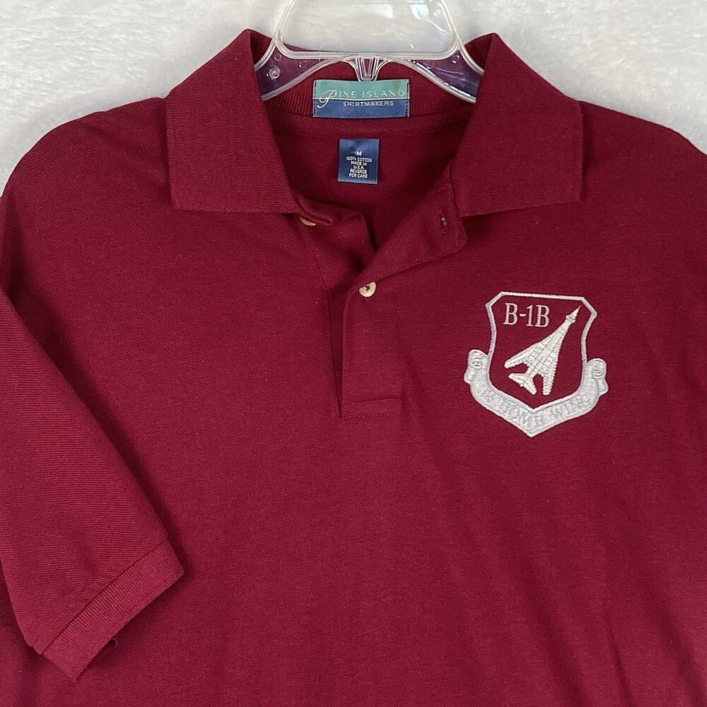 VTG B-1B Lancer Polo Shirt Men M Maroon USAF 116 Bomb Wing Preppy Golf The Bone
